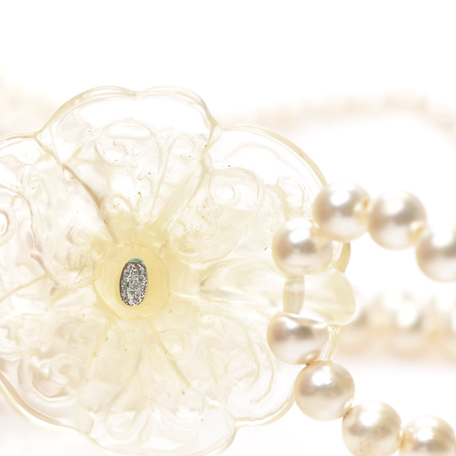 Chanel Resin Pearl Camellia Multistrand Necklace Silver 4 of 4