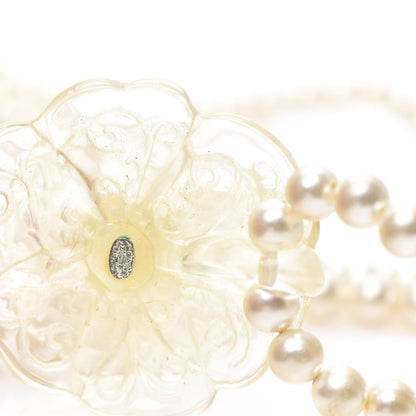Chanel Resin Pearl Camellia Multistrand Necklace Silver 4 of 4