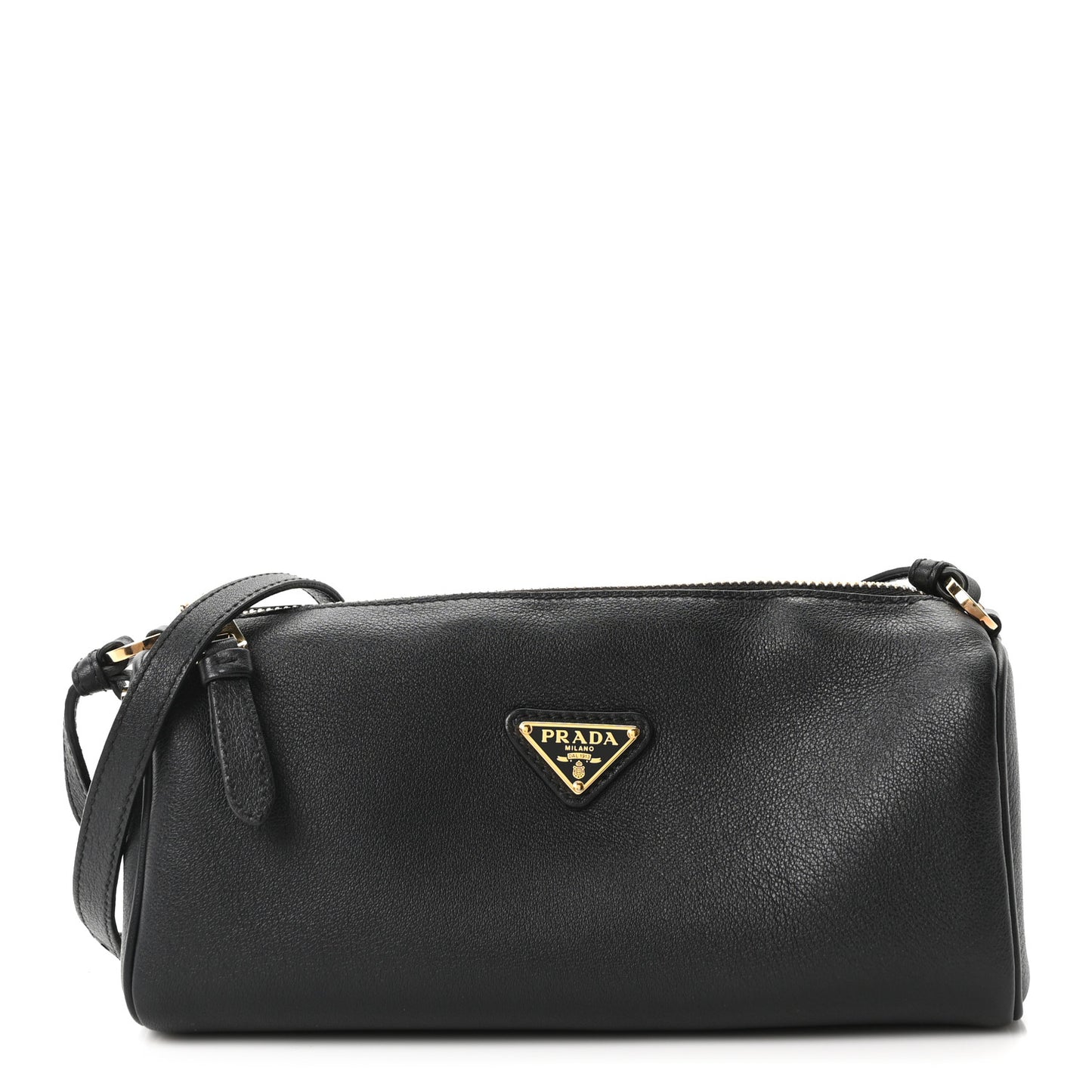 Calfskin Triangle Pouch Shoulder Bag Black