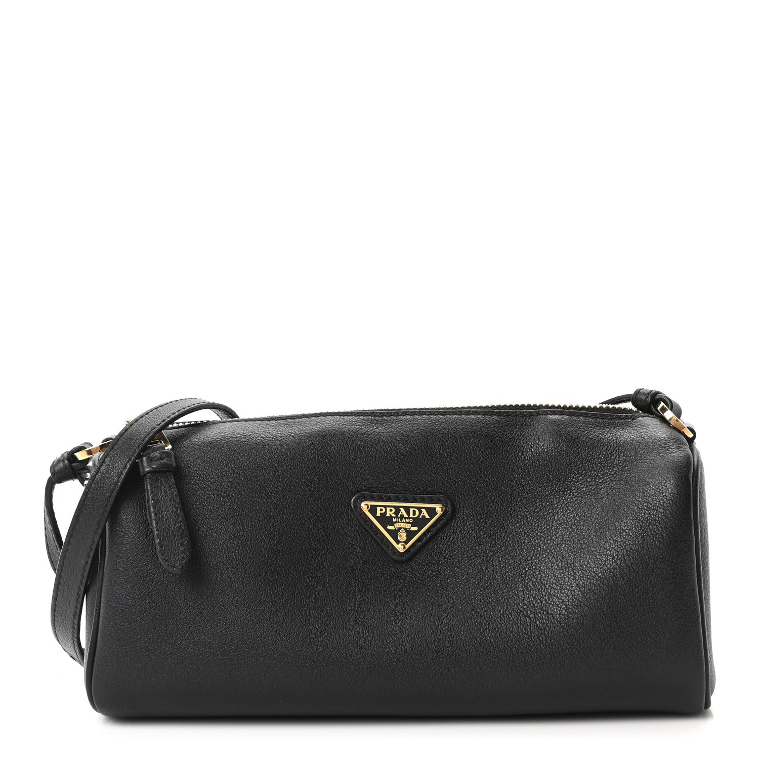 Prada Calfskin Triangle Pouch Shoulder Bag Black 1 of 10