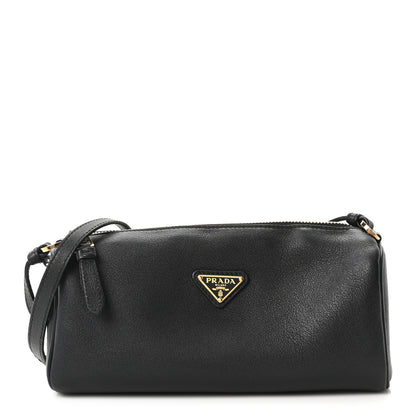 Prada Calfskin Triangle Pouch Shoulder Bag Black 1 of 10