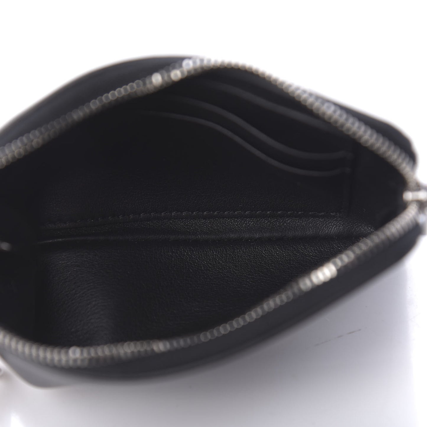 Laminated Lambskin Bi-Color Solo Coin Card Case Black Silver