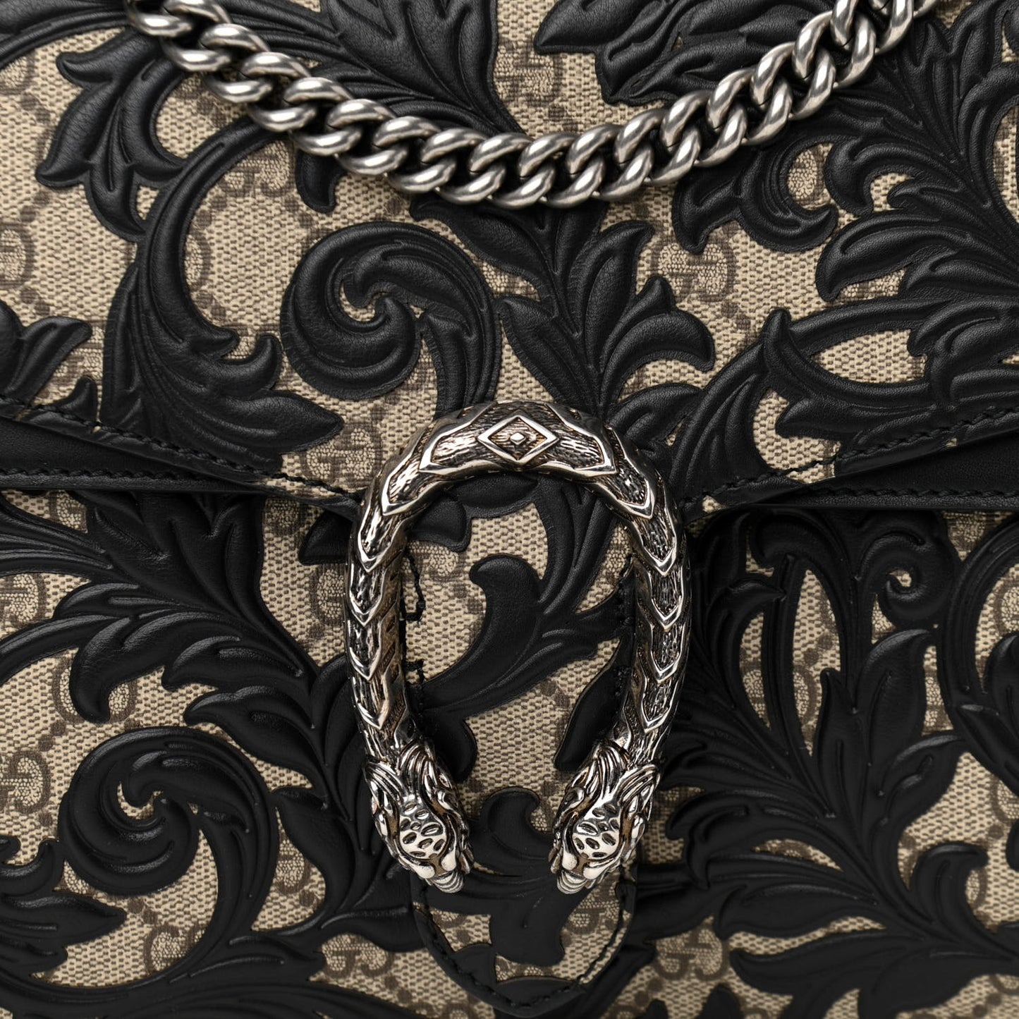 GG Supreme Monogram Arabesque Medium Dionysus Shoulder Bag Black