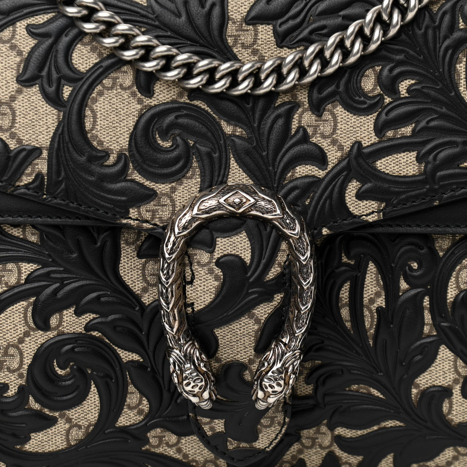 Gucci GG Supreme Monogram Arabesque Medium Dionysus Shoulder Bag Black 8 of 10