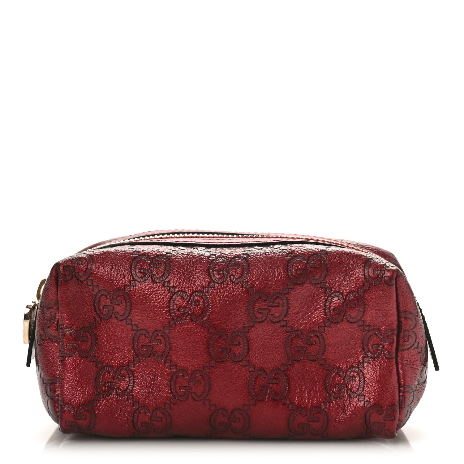 Gucci Metallic Guccissima Small Cosmetic Case Red 1 of 9