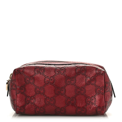 Gucci Metallic Guccissima Small Cosmetic Case Red 1 of 9