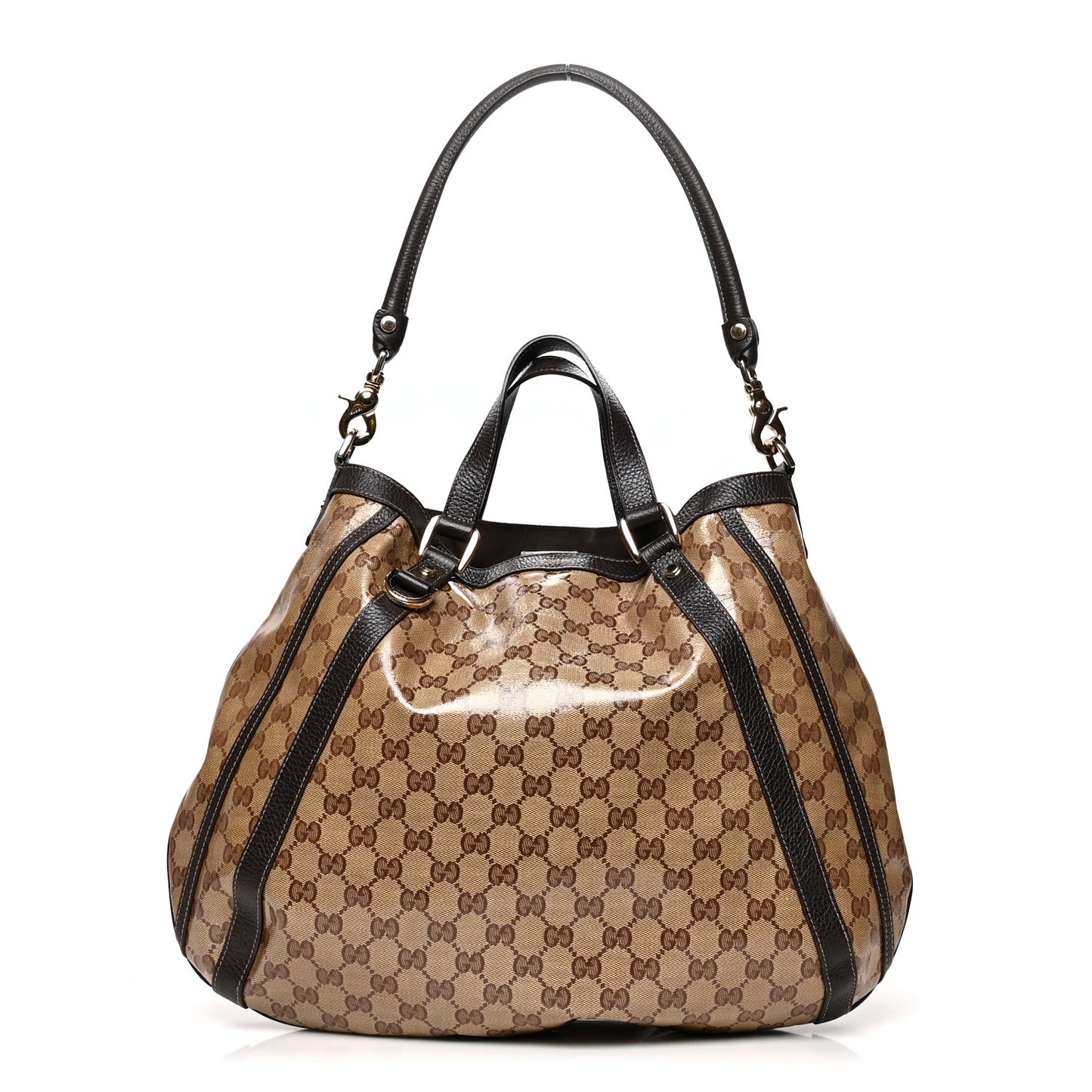 Crystal Monogram Medium Abbey Convertible Tote Dark Brown