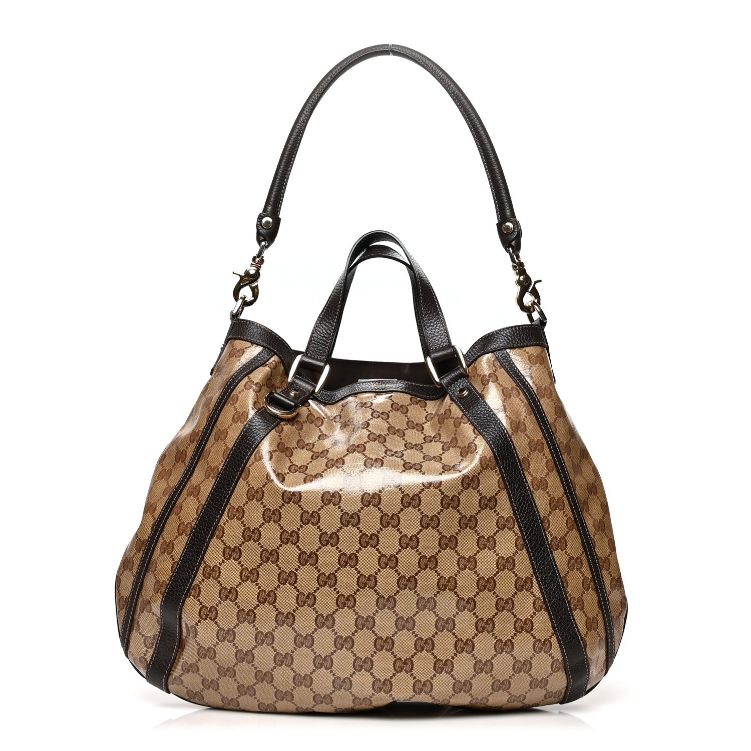 Gucci Crystal Monogram Medium Abbey Convertible Tote Dark Brown 1 of 10