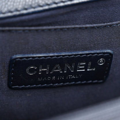 Chanel Caviar Chevron Quilted Medium Boy Flap Navy 6 of 13