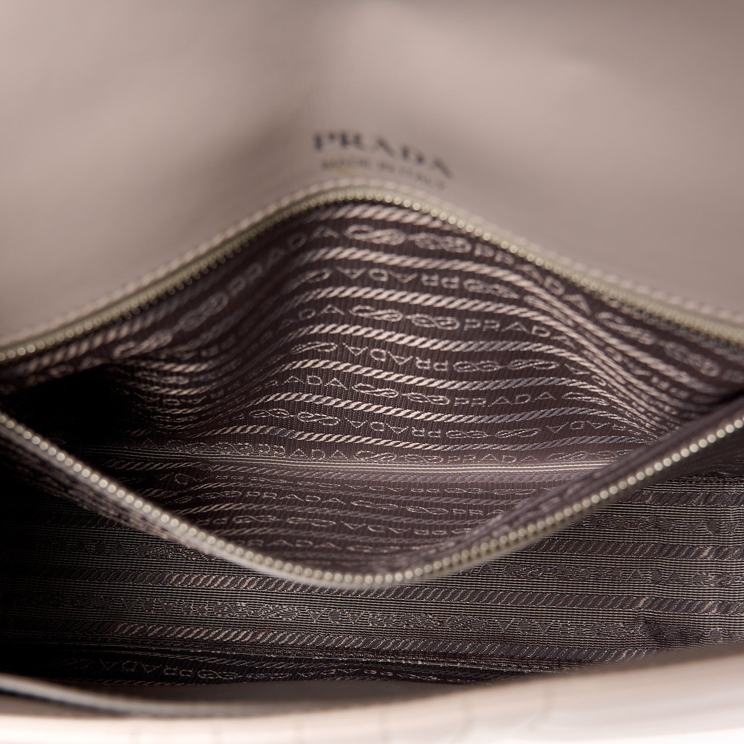 Prada Soft Calfskin Impunture Diagramme Large Chain Flap Shoulder Bag Pomice 6 of 11