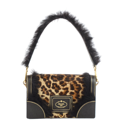 Prada Calf Hair Leopard Print Shoulder Bag Avorio 1 of 8