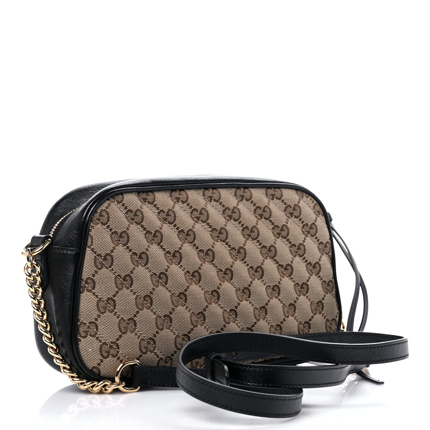 Monogram Matelasse Diagonal Small GG Marmont Chain Shoulder Bag Beige Black