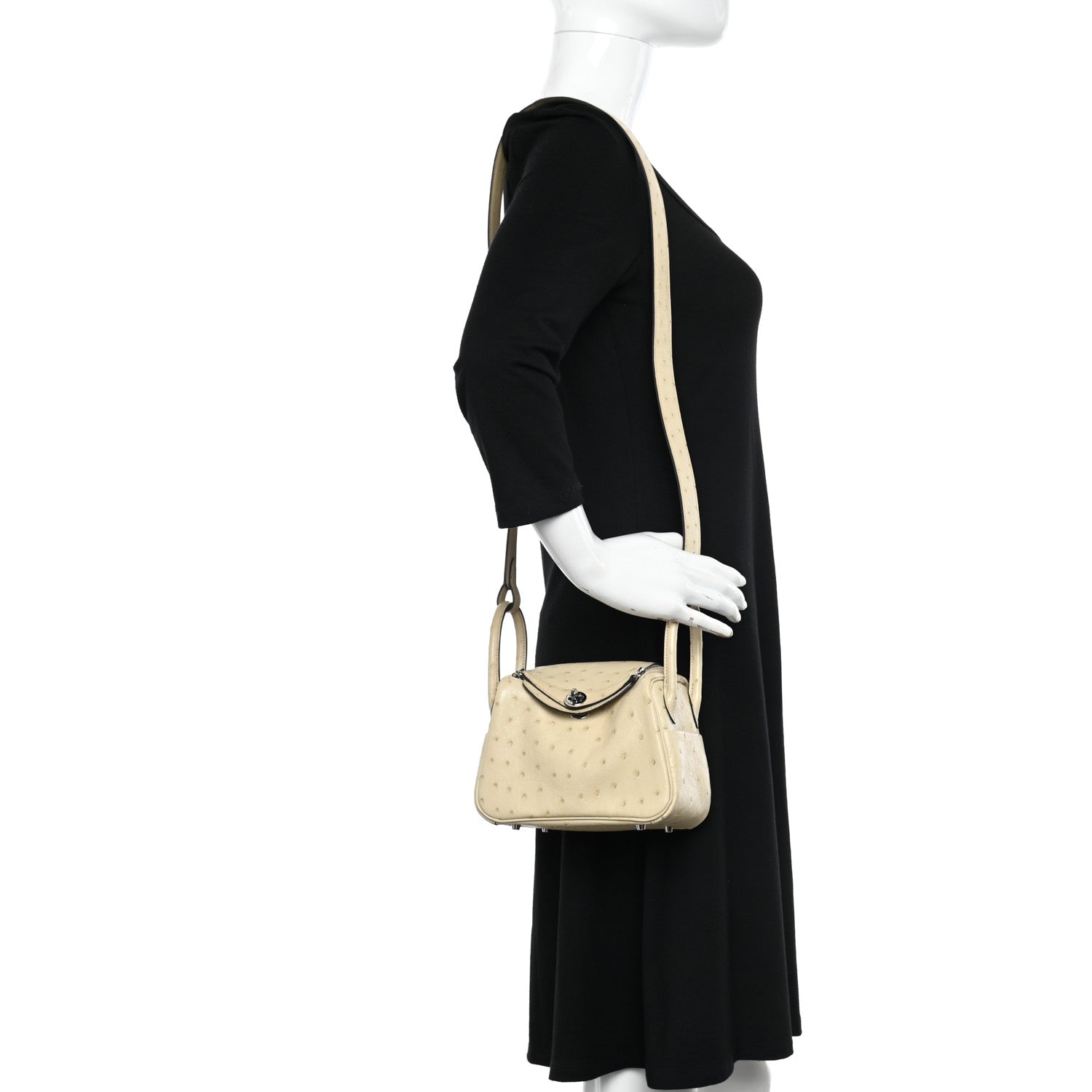 Hermes Ostrich Mini Lindy 20 Nata 2 of 11