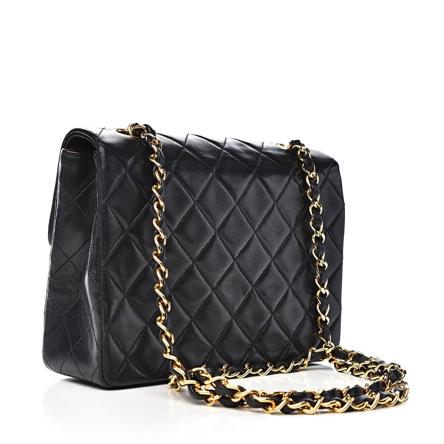 Lambskin Quilted Mini Square Flap Black