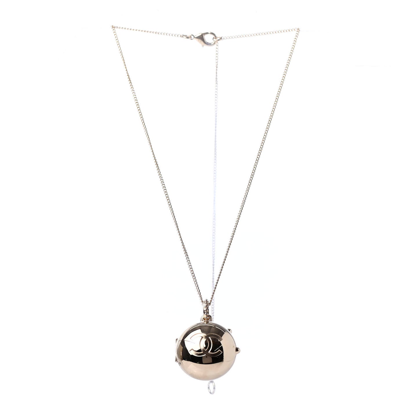 Metal CC Locket Necklace Gold