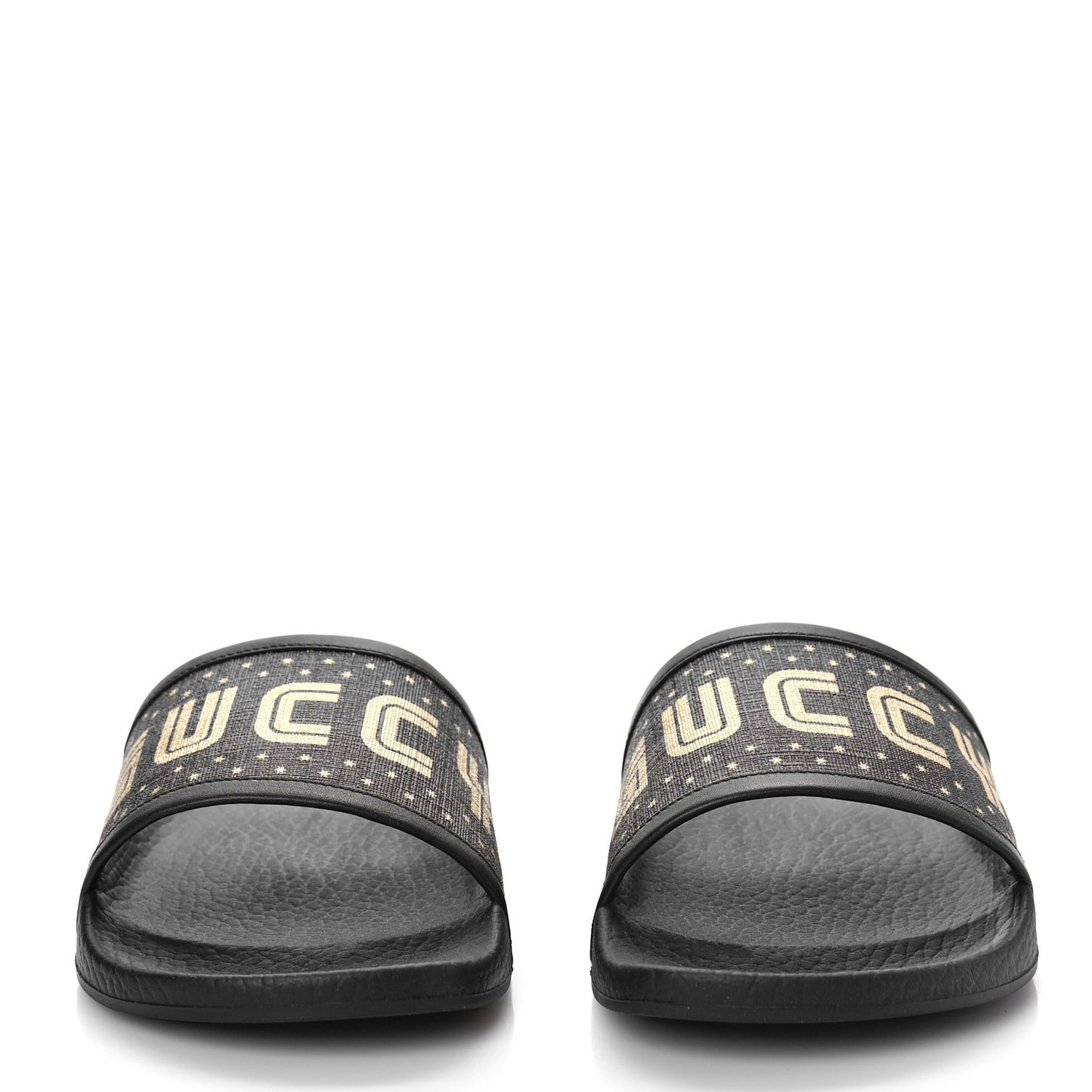X SEGA Supreme Canvas Guccy Stars Womens Slide Sandals 35 Black Gold