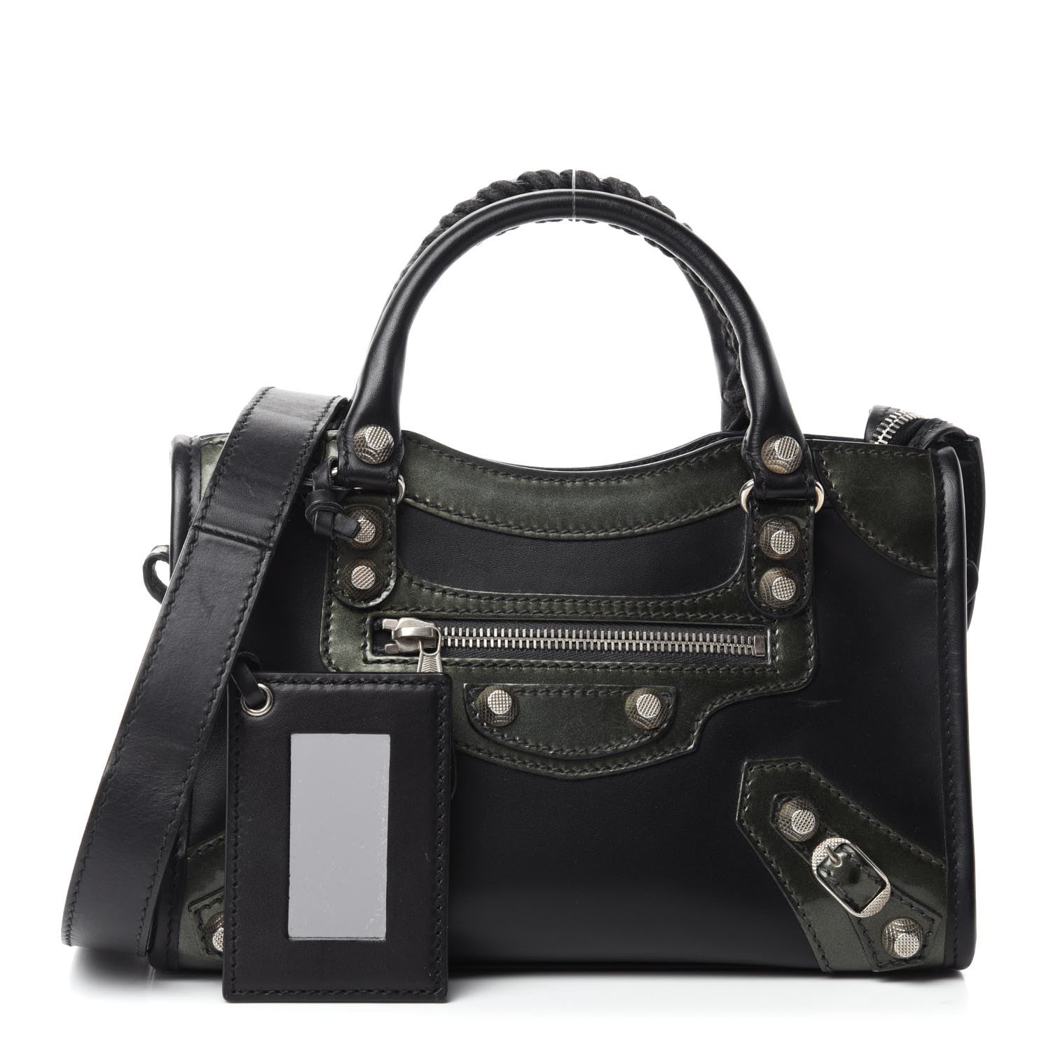 Balenciaga Smooth Calfskin Metallic Patent Giant 12 Silver Hardware Mini City Black Gris 1 of 10