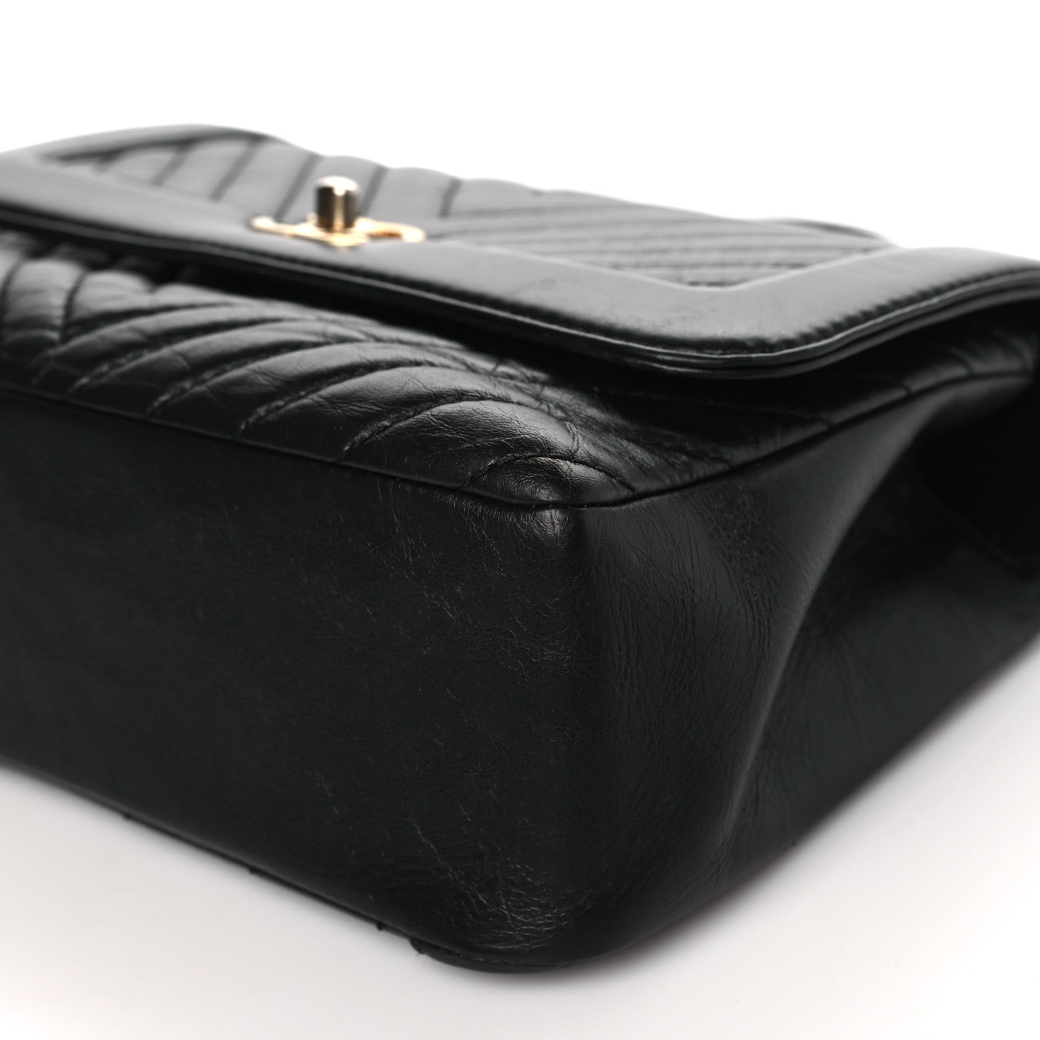 Chanel Calfskin Chevron Quilted Top Handle Flap Black 10 of 10