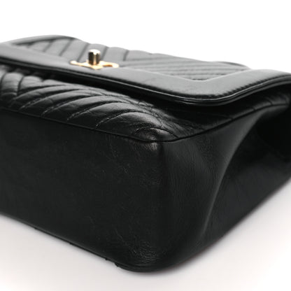 Chanel Calfskin Chevron Quilted Top Handle Flap Black 10 of 10