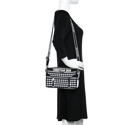 Christian Dior Canvas Houndstooth Embroidered Small Diorcamp Bag Black Multicolor 2 of 10