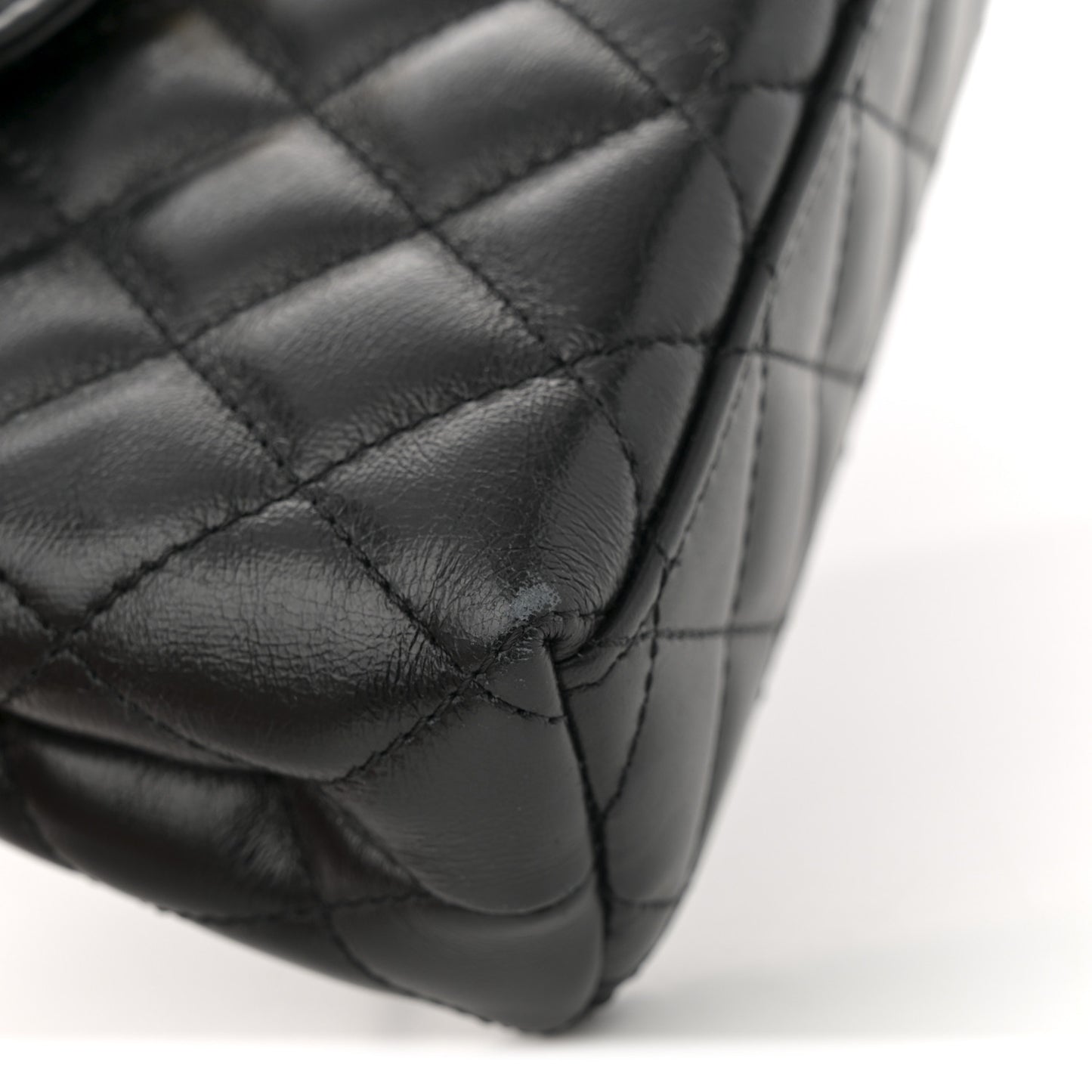 Shiny Aged Calfskin Quilted Nano Kelly Shopper Black