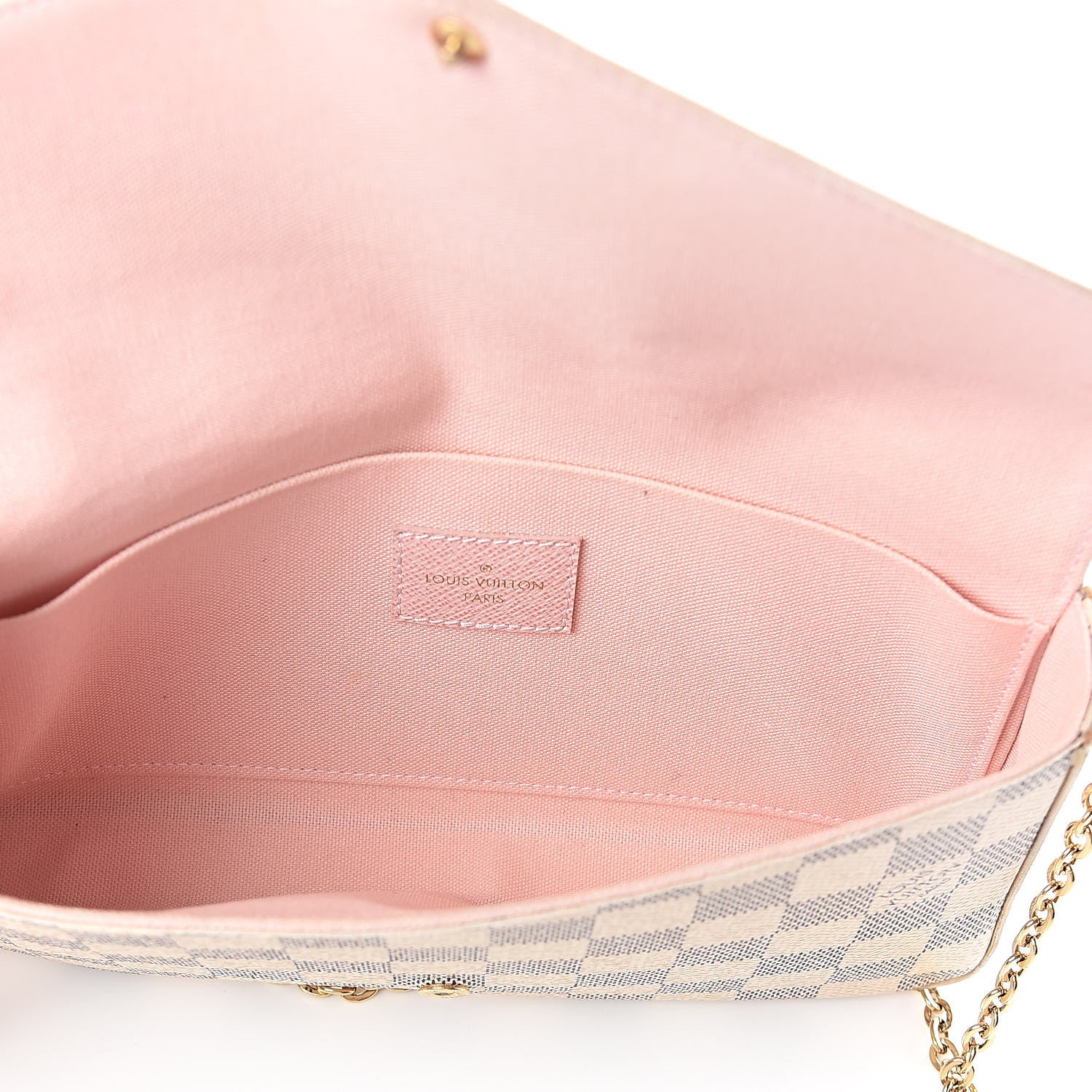 Louis Vuitton Damier Azur Pochette Felicie Chain Wallet Rose Ballerine 6 of 10