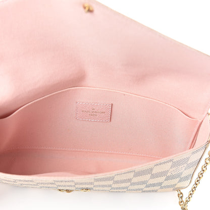Louis Vuitton Damier Azur Pochette Felicie Chain Wallet Rose Ballerine 6 of 10