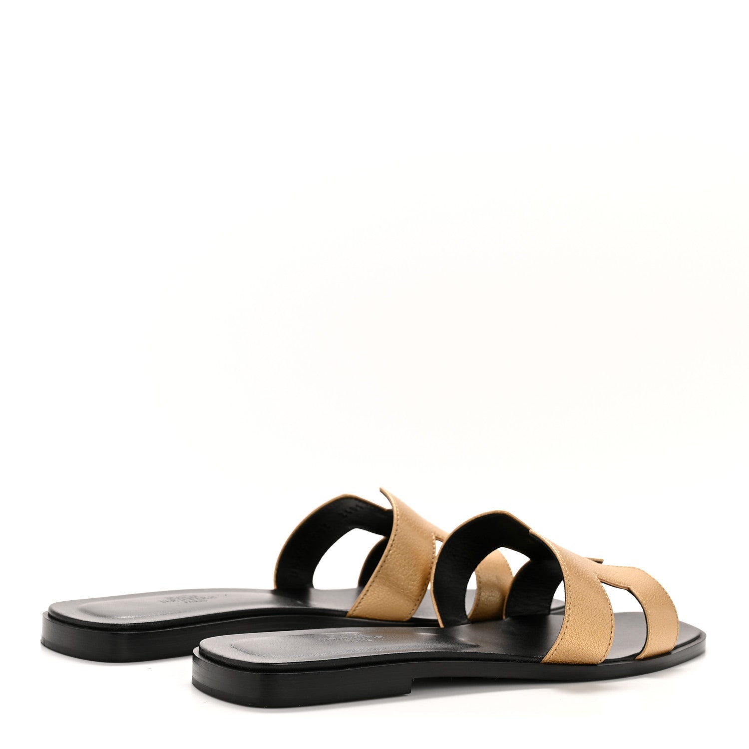 Hermes Metallic Chevre Oran Sandals 40 Dore 5 of 9