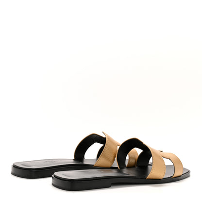 Hermes Metallic Chevre Oran Sandals 40 Dore 5 of 9