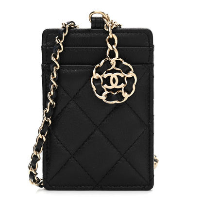 Chanel Lambskin Quilted Card Holder On Chain Black 1 of 6