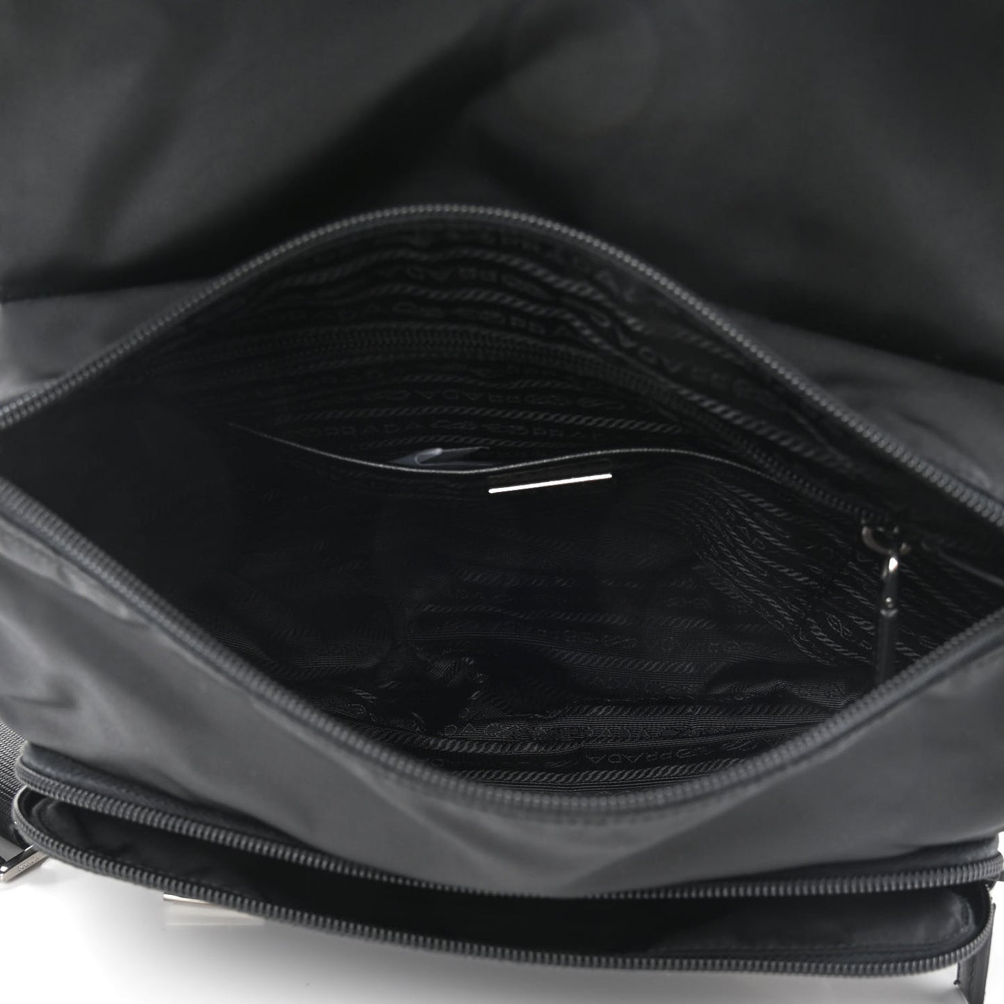 Tessuto Nylon Saffiano Double Buckle Messenger Shoulder Bag Black