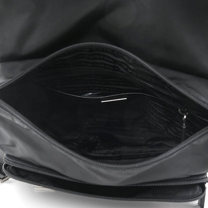 Prada Tessuto Nylon Saffiano Double Buckle Messenger Shoulder Bag Black 4 of 9