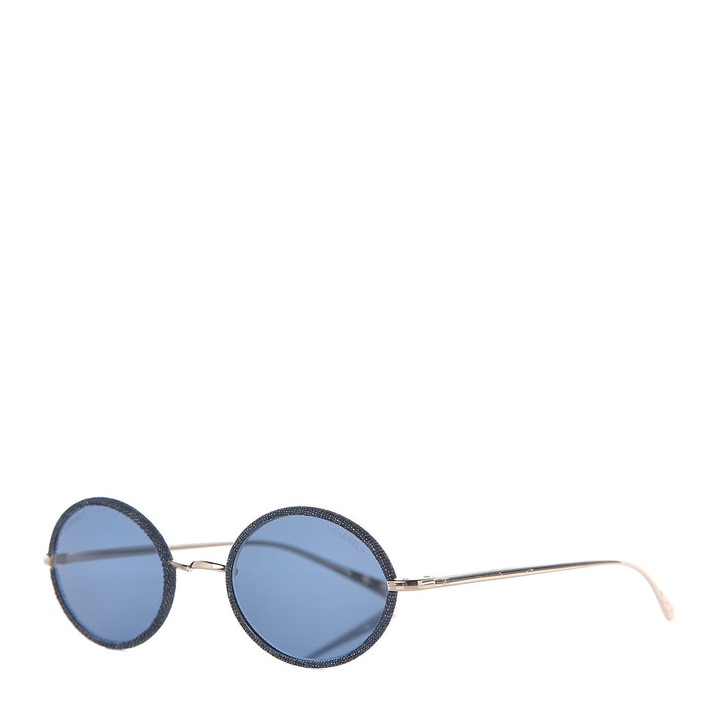Metal Denim Oval Sunglasses 4248-J Gold Dark Blue