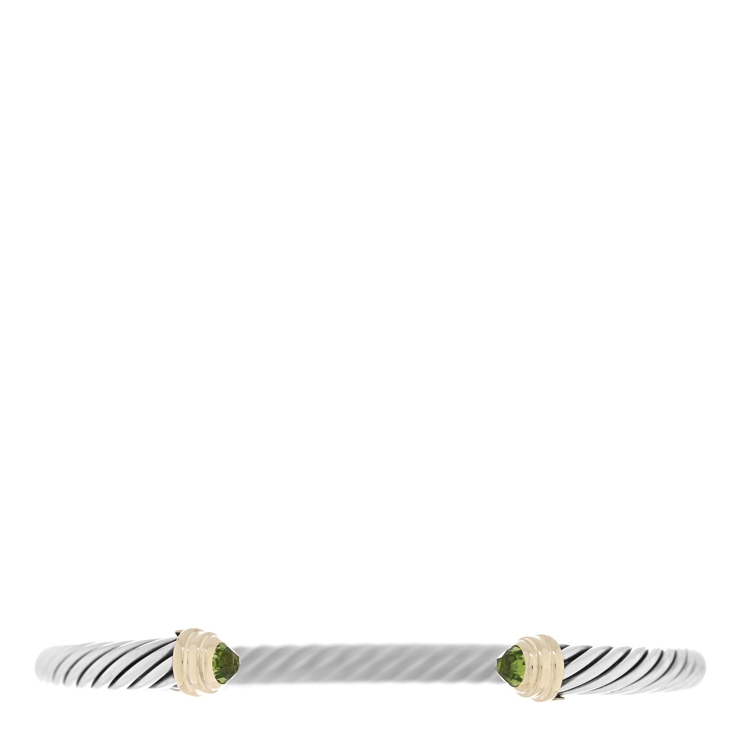 David Yurman Sterling Silver 14K Yellow Gold Peridot 5mm Cable Classics Petite Color Bracelet 1 of 3