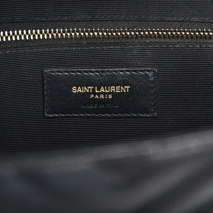 Saint Laurent Grain De Poudre Matelasse Chevron Large Monogram Satchel Black 6 of 12