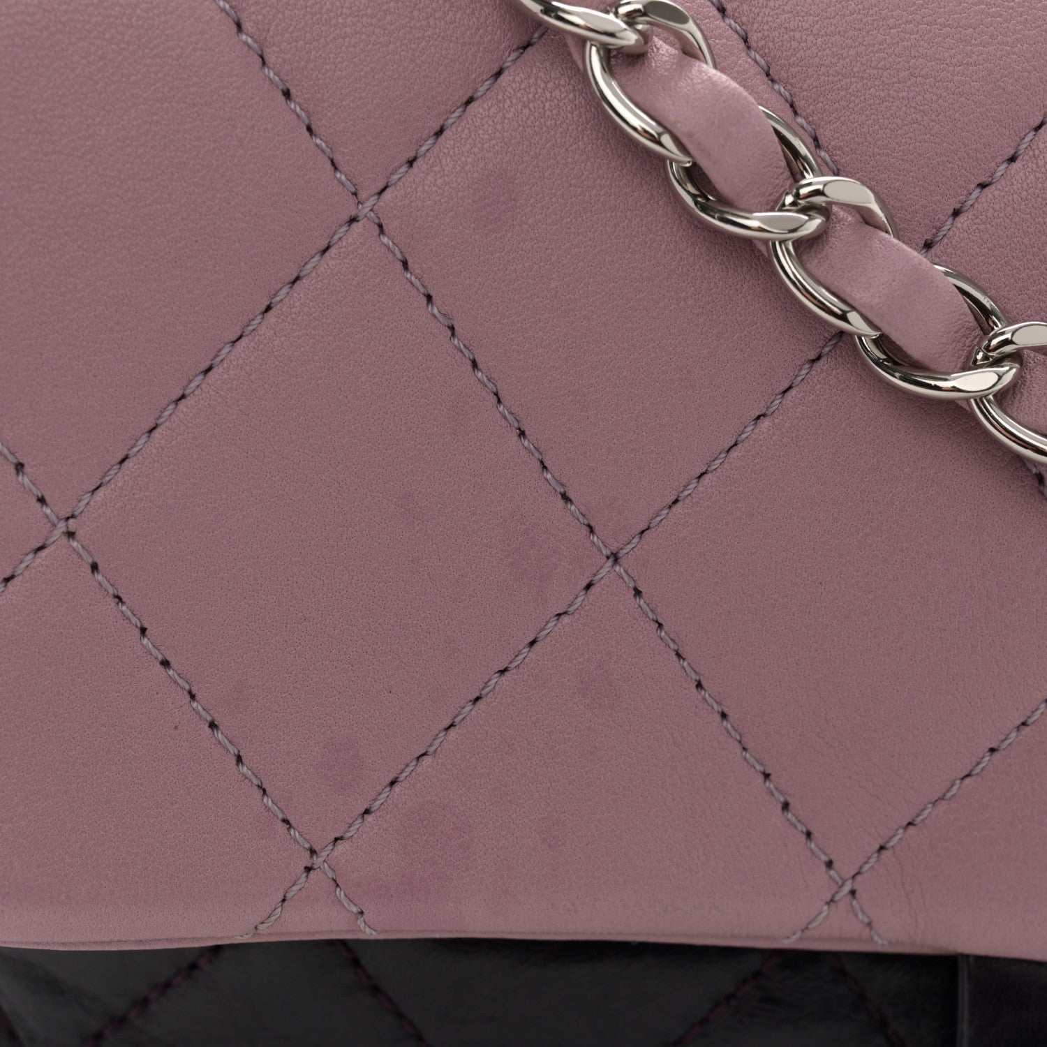 Chanel Lambskin Quilted Bi-Color Medium Single Flap Light Purple 12 of 13