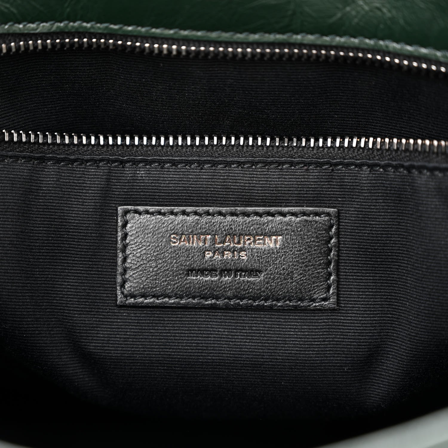 Saint Laurent Crinkled Calfskin Matelasse Monogram Medium Niki Chain Satchel Dark Green 6 of 10