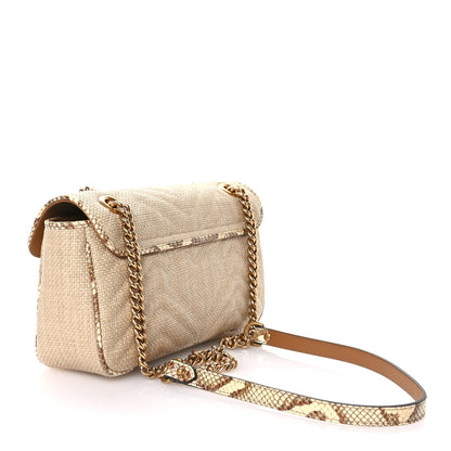 Gucci Raffia Elaphe Matelasse Small GG Marmont Shoulder Bag Natural Cream Brown 3 of 10