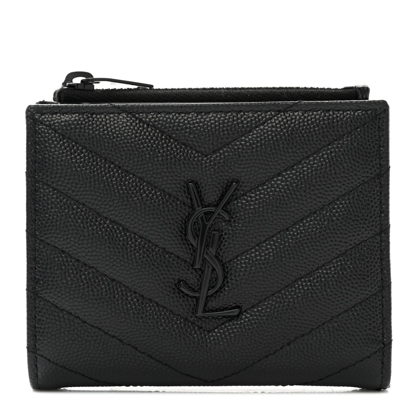 Grain De Poudre Matelasse Chevron Monogram Zipped Card Case Black