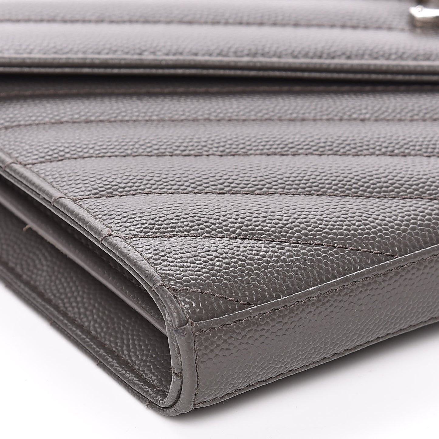 Grain De Poudre Matelasse Chevron Monogram Chain Wallet Fog