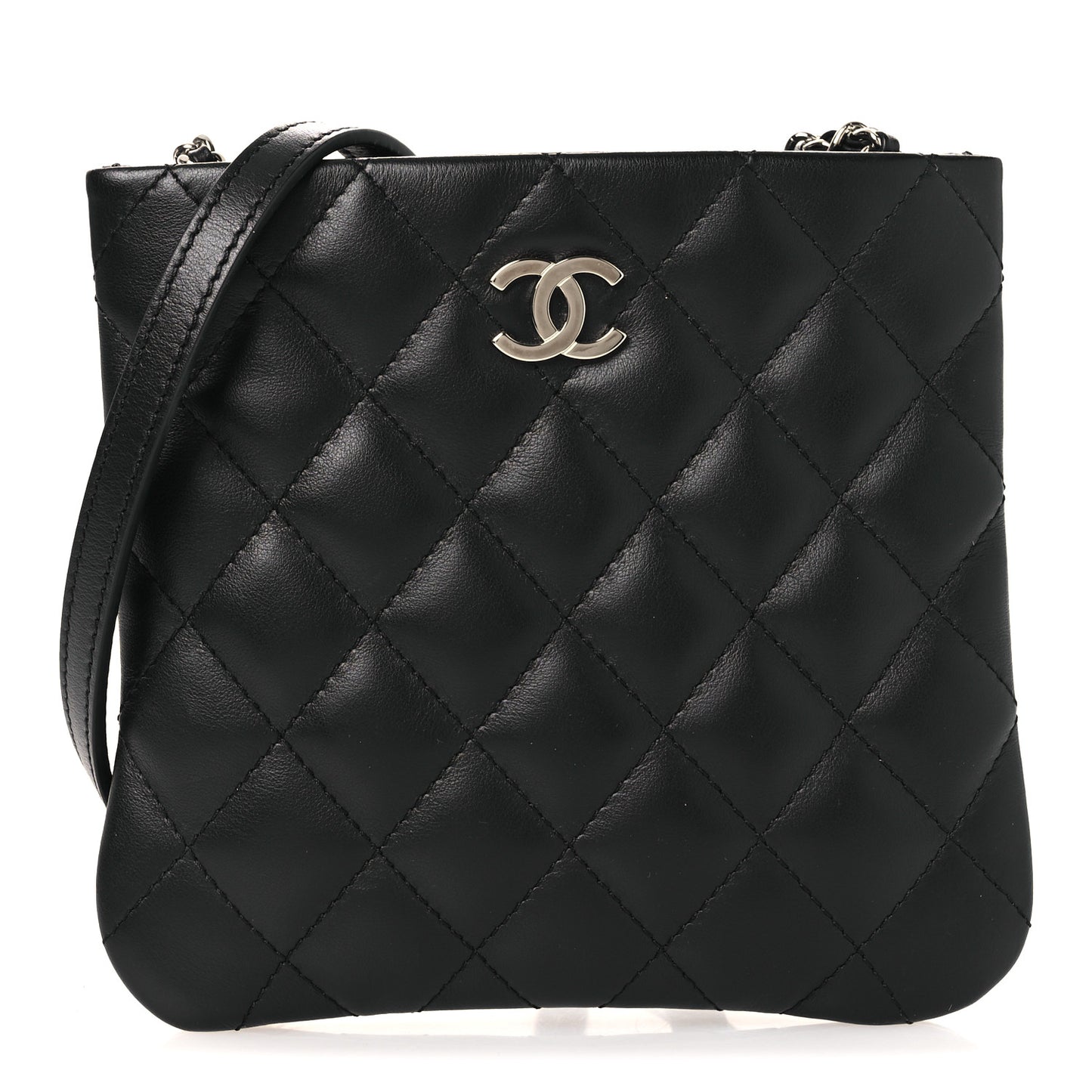Lambskin Quilted Crossbody Bag Black