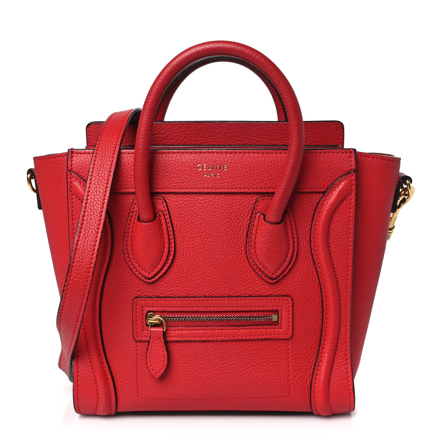 Drummed Calfskin Nano Luggage Red