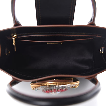 Miu Miu Goatskin Madras Soft Calf Crystal Embellished Tote Black 6 of 11