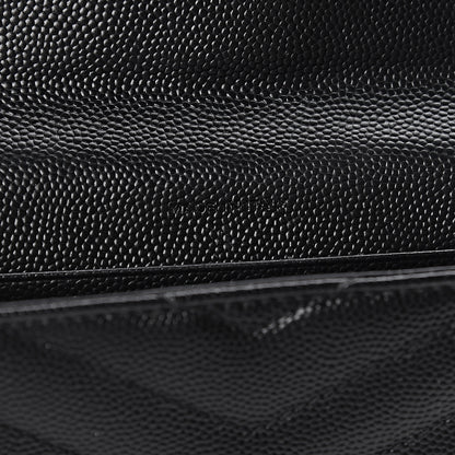 Saint Laurent Grain De Poudre Matelasse Chevron Small Monogram Envelope Wallet Black 7 of 7