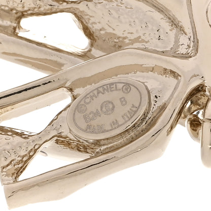 Chanel Crystal CC Bow Drop Earrings Gold 4 of 5