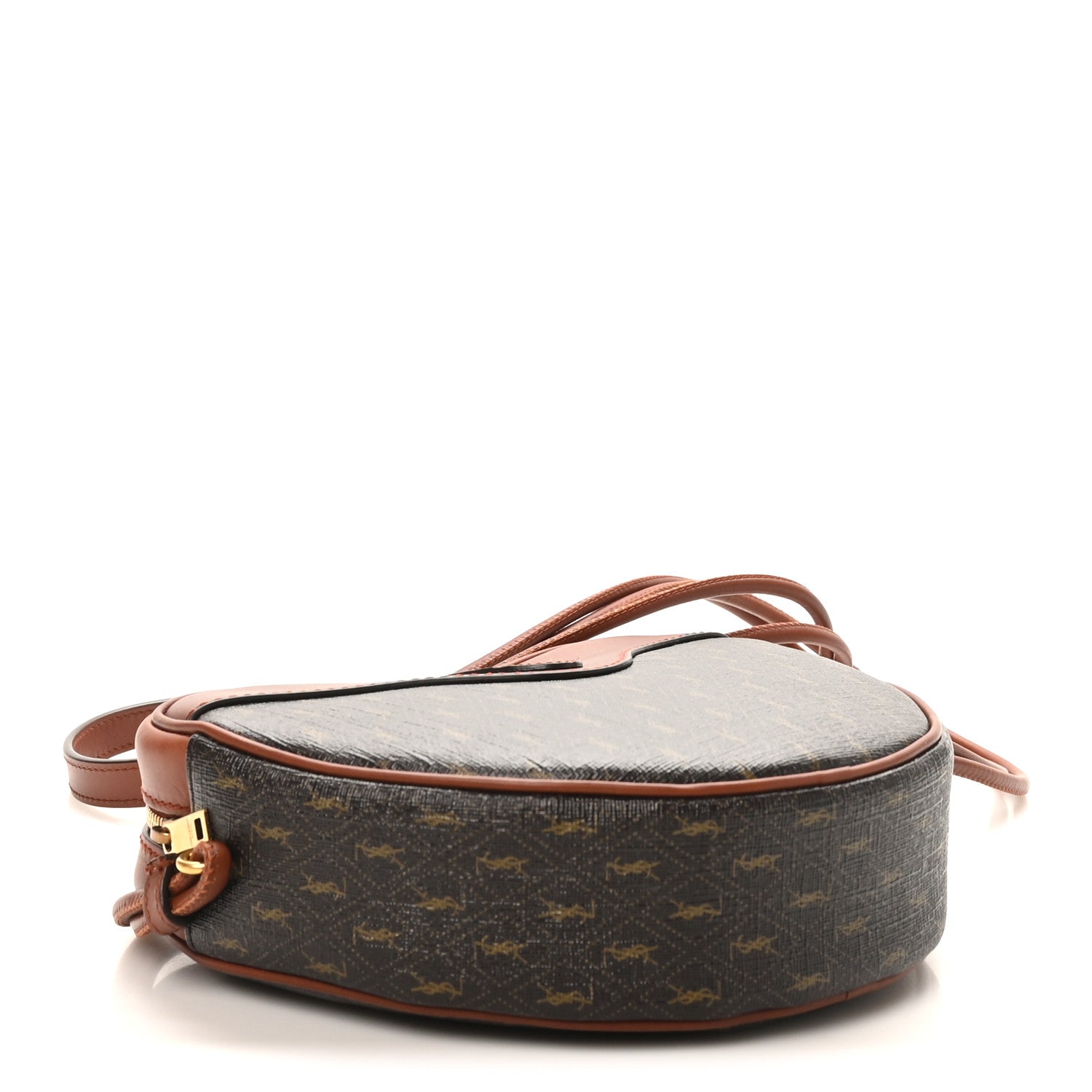 Saint Laurent Canvas Smooth Calfskin Le Monogramme Coeur Crossbody Chestnut 4 of 10