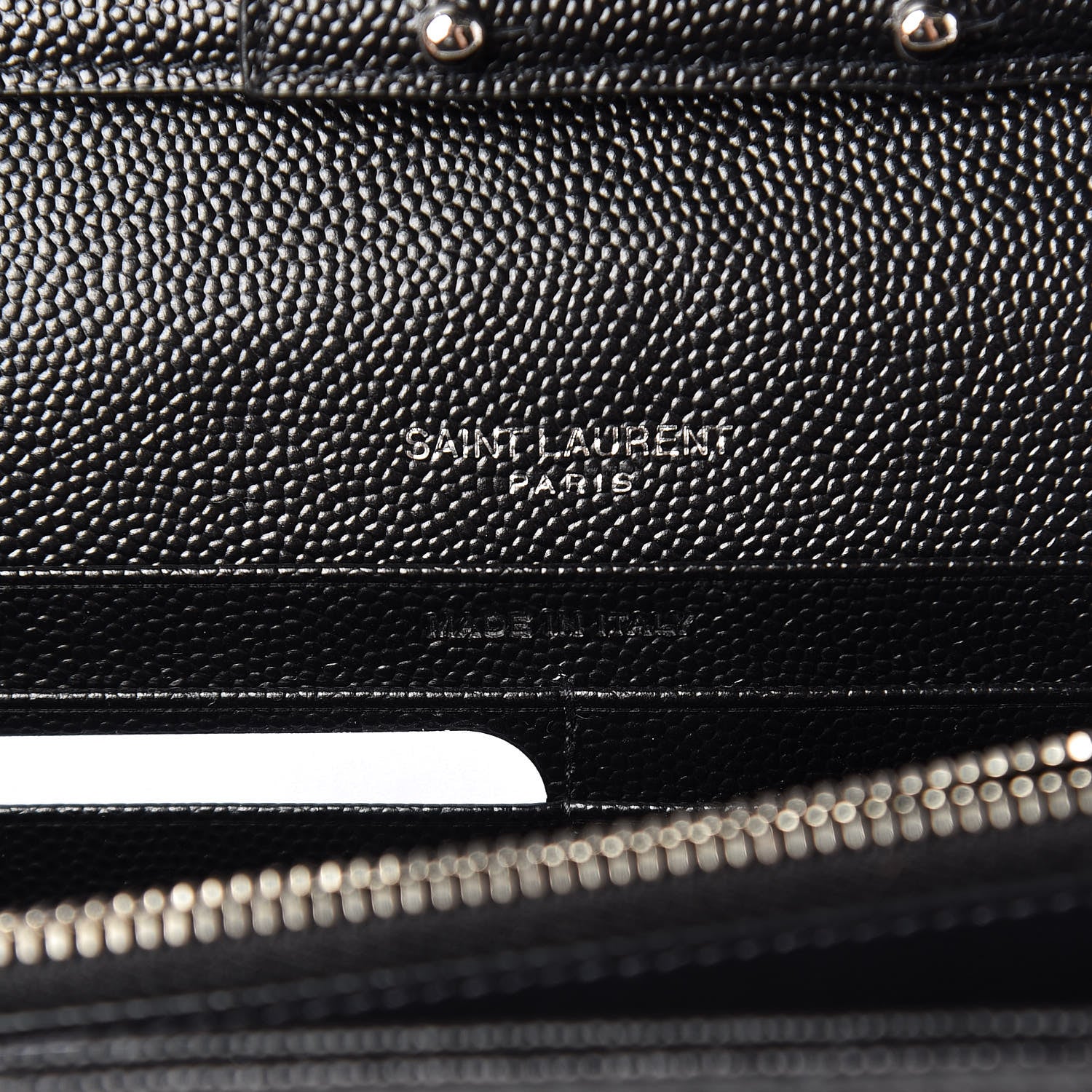 Saint Laurent Grain De Poudre Matelasse Chevron Monogram Chain Wallet Black 6 of 10