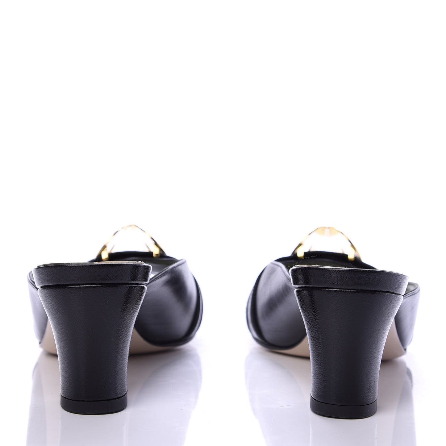 Malaga Kid Half Moon GG Square Toe Slide Sandals 36 Black