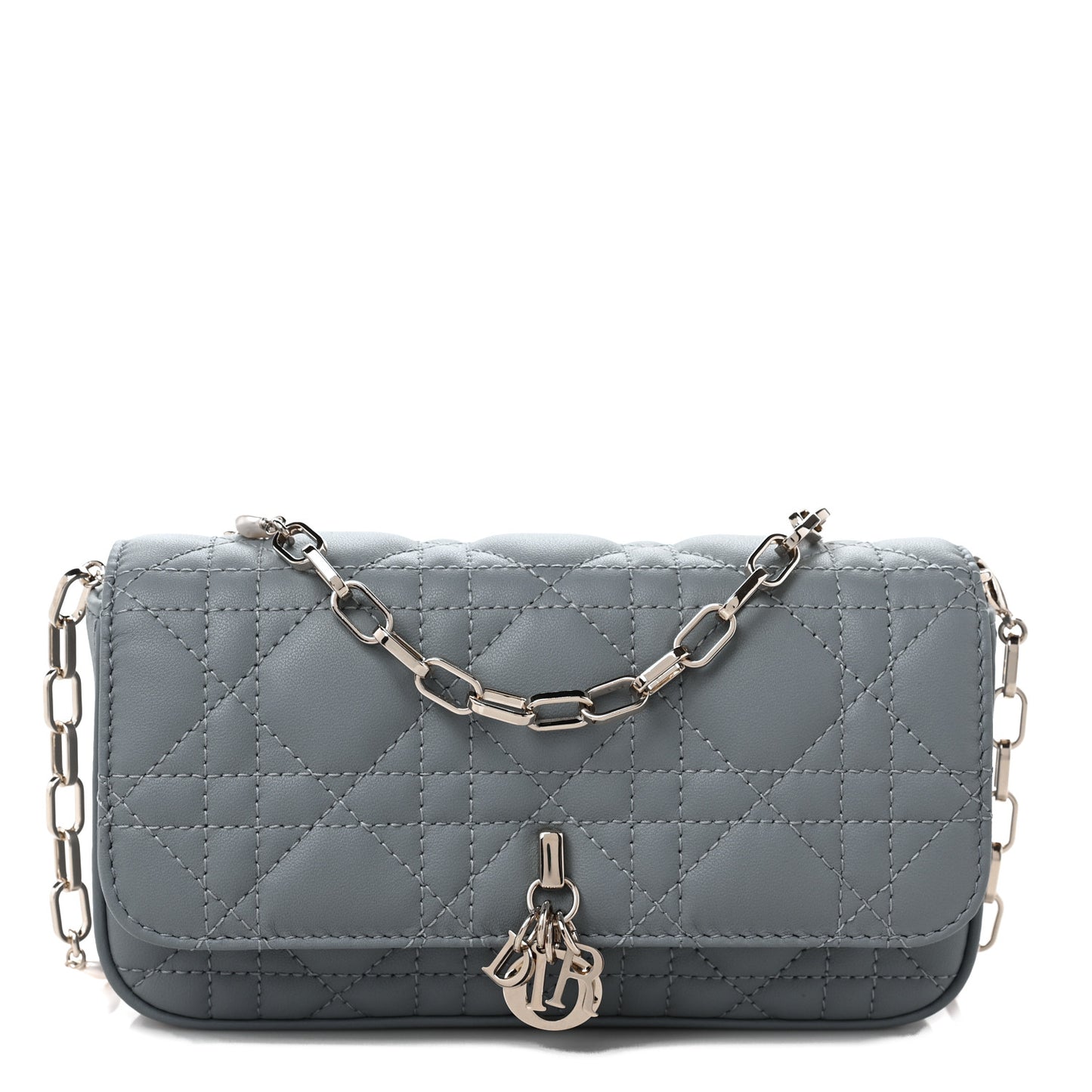 Lambskin Cannage Dior Talk Phone Pouch Cloud Blue