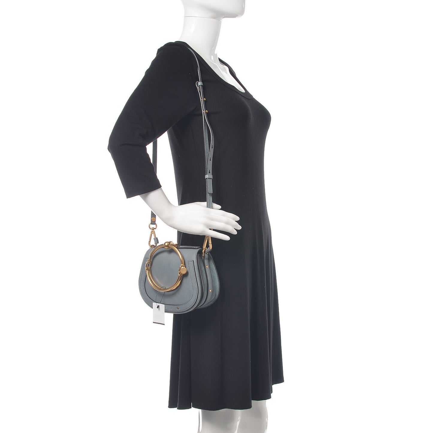 Calfskin Suede Small Nile Bracelet Bag Cloudy Blue